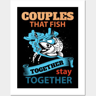 couples fishing together Posters and Art